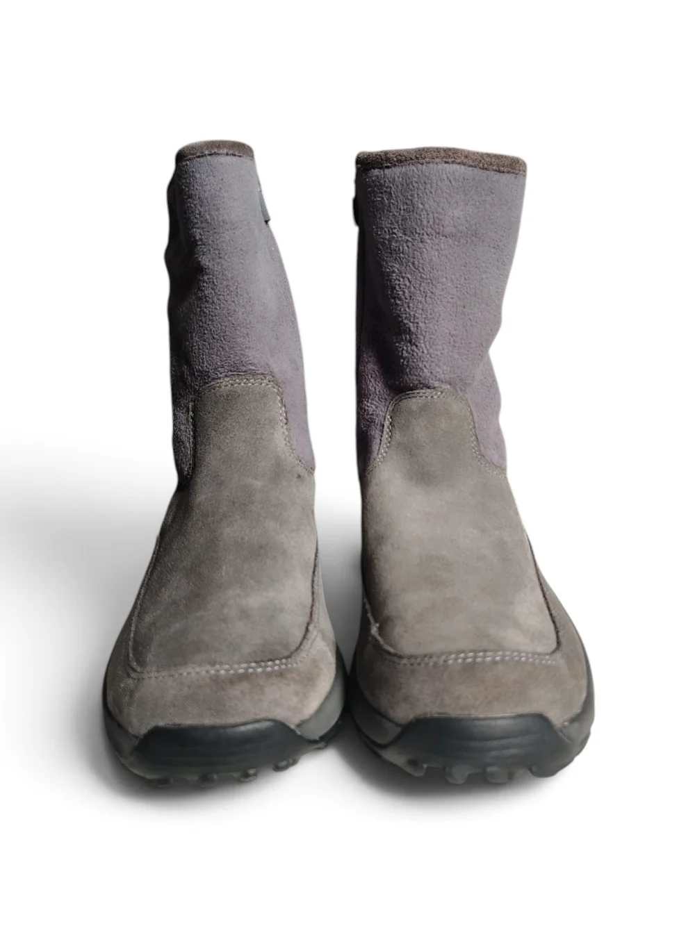 LL Bean Grey Suede/Fleece Pull On Mid Calf Insulated Snow Boots Women's Size 9